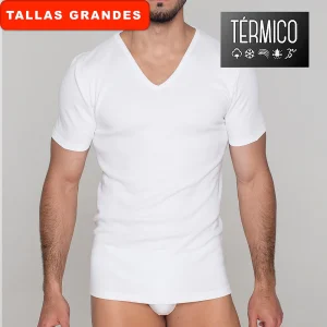 9255b CAMISETA MANGA CORTA AFELPADA TÉRMICA . CUELLO V