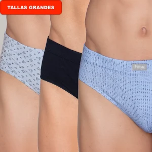 413b PACK DE 3 SLIPS  CERRADOS ESTAMPADOS Y LISO AZUL