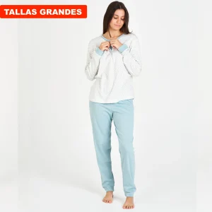 PIJAMA MUJER TALLAS GRANDES INVIERNO AZUL CLARO