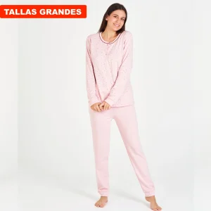 PIJAMA MUJER TALLAS GRANDES INVIERNO ROSA