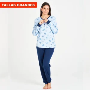PIJAMA MUJER TALLAS GRANDES INVIERNO AZUL MARINO