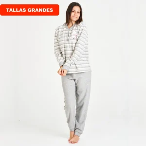 PIJAMA MUJER TALLAS GRANDES GRIS DE RIZO