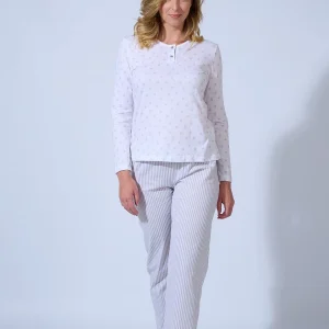 PIJAMA MUJER LARGO ALGODÓN ENTRETIEMPO