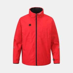 Chaqueta cortavientos color rojo cremallera negra