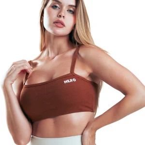 CROP TOP ACANALADO HERO MARRON CLARO