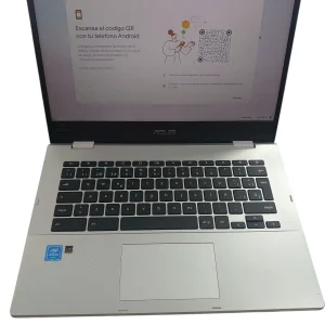 Portatil Asus Chromebook 14″ Intel Celeron 4GB Ram 64GB SSD + Cargador Gris de Segunda Mano