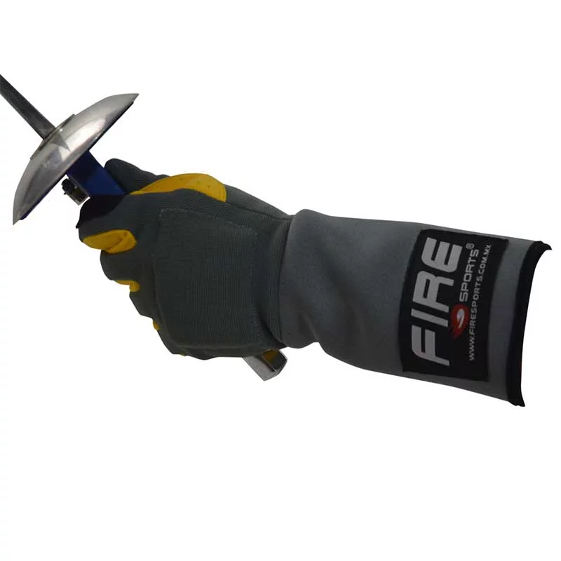 Guante de Esgrima Derecho Fire Sports para 3 armas lavable Amarillo/Gris - Imagen 5
