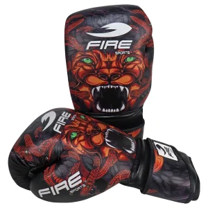 Par de Guantes de PIEL Fire Sports (M2) Diseño León para entrenamiento