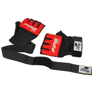 Par de Guantes de Gel con vendaje Fire Sports para box y artes marciales Rojo/Negro