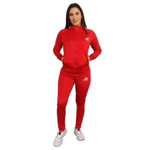 Conjunto Deportivo (Pants) Fire Sports  corte Slim Fit 1 franja Femenil Rojo