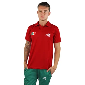 Playera tipo polo Fire Sports varonil con manga corta rojo