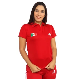 Playera tipo polo Fire Sports femenil con manga corta rojo