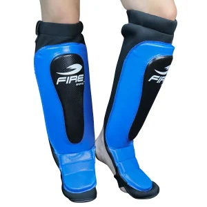 Par de Espinilleras Tipo Calceta Fire Sports de PVC Azul