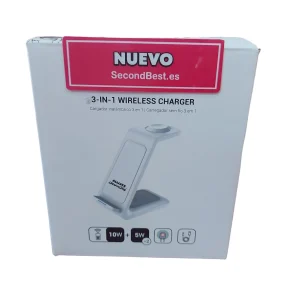 Ale-Hop 3 in 1 Wireless Cargador 10W + 5W x2 Blanco Nuevo