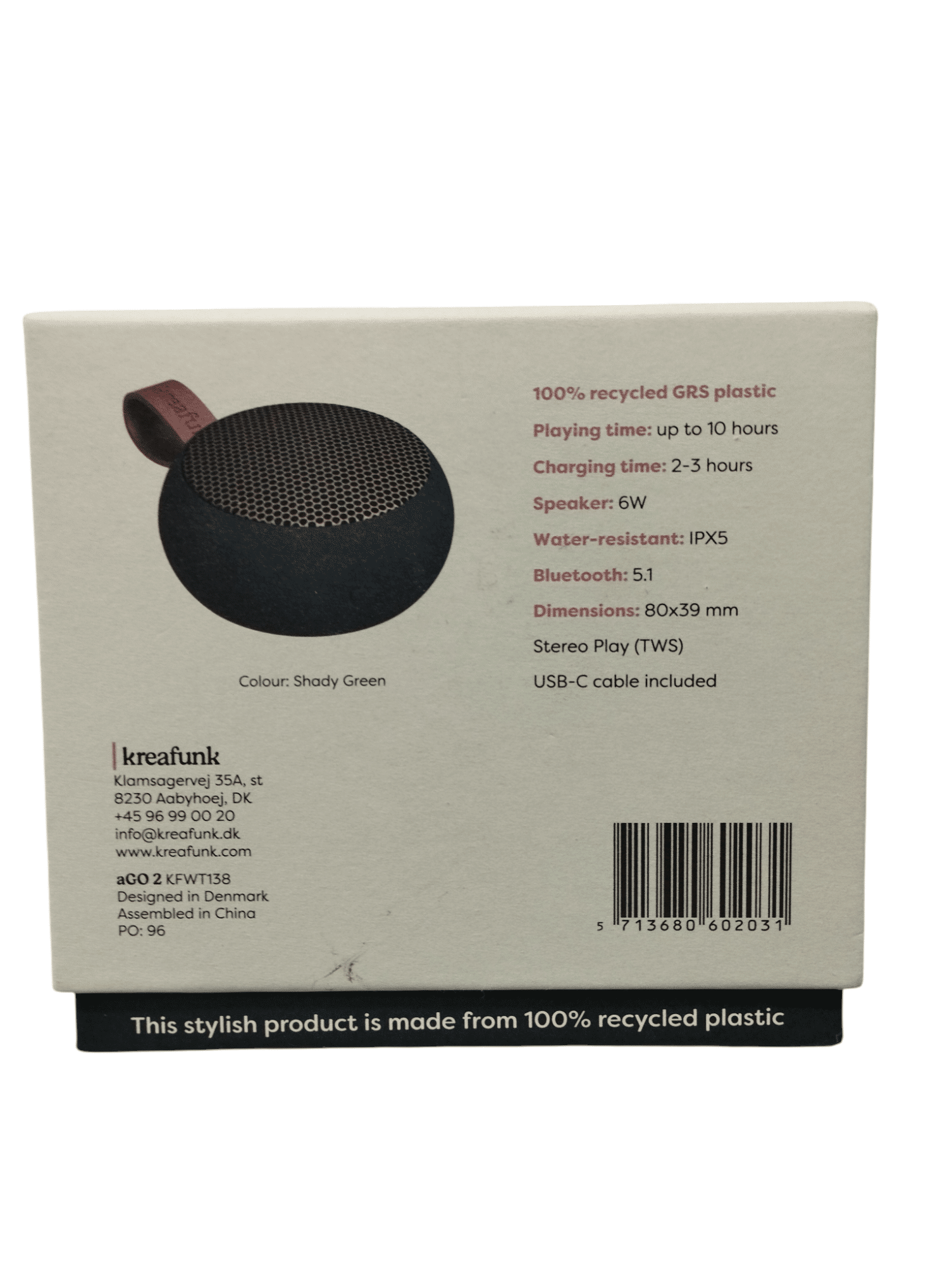 Kreafunk Ago 2 Bluetooth Speaker Altavoz Inalámbrico Verde - Imagen 3