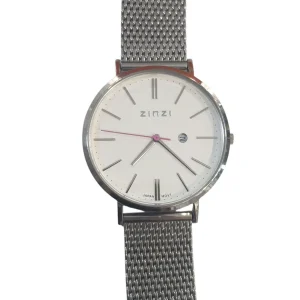 Zinzi Analógico Plateado y Blanco Acero Reloj De Pulsera Segunda Mano