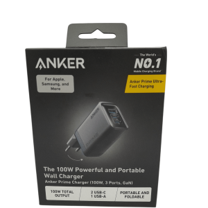 Anker Prime Cargador USB C 100W de 3 puertos Plegable Negro