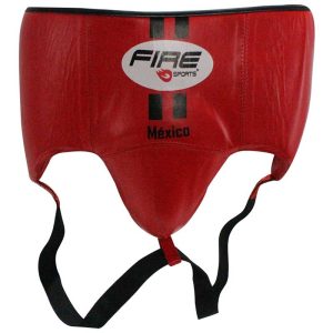 Concha protectora con riñonera Fire Sports de piel para Box varonil M1 Rojo