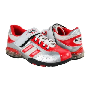 Par de Zapatillas Fire Sports importada para entrenamientos de Halterofilia Plateado con Rojo