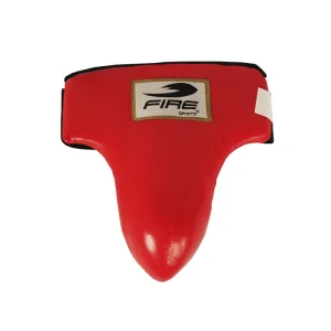 Concha protectora corta Fire Sports de piel para box Roja
