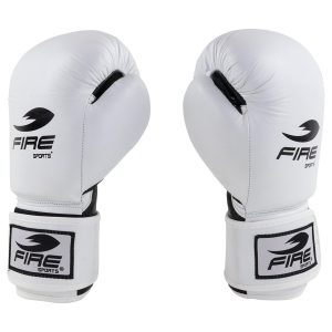 Par de Guantes Fire Sports de piel box oficial para competencias olímpicas Blanco