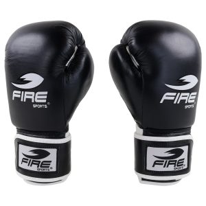 Par de Guantes Fire Sports de piel box oficial para competencias olímpicas Negro