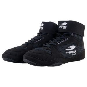 Par de zapatillas profesional para Boxeo Fire Sports Negro
