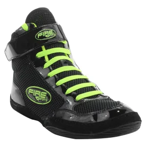Par de Zapatillas Cortas Fire Sports profesional para Boxeo Negro/Verde